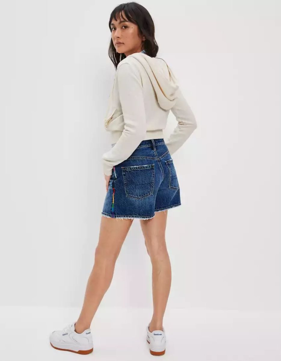 Shorts American Eagle AE Olivia Ponton Pride Denim Highest Taille '90s Boyfriend Indigo Foncé Lavage Femme | RKD-51904555